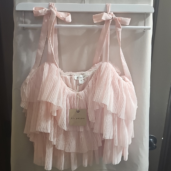 Blu Pepper Pink Ruffle Blouse - Picture 3 of 4